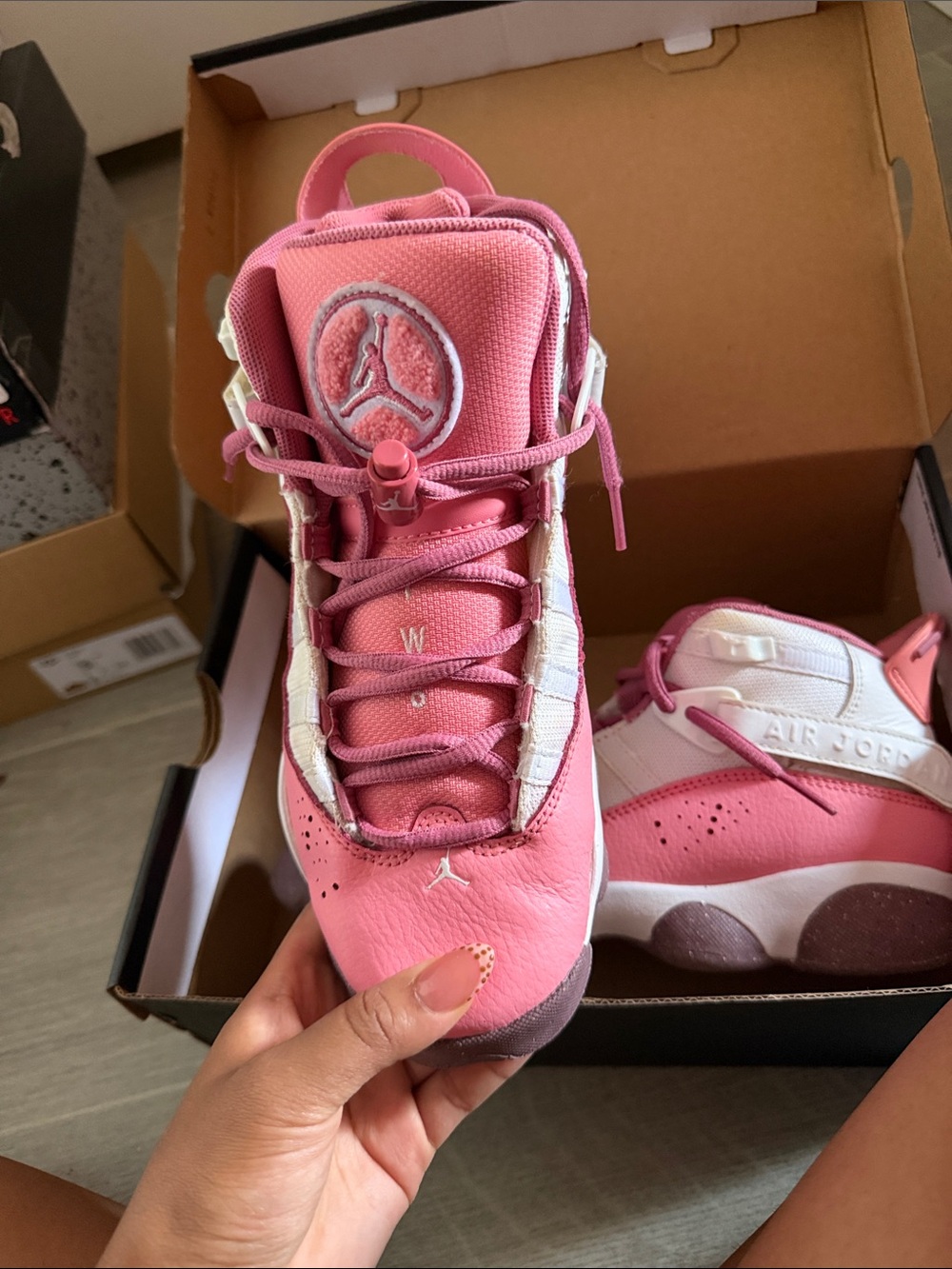 Jordan Kids Pink and White Air Jordan Sneakers